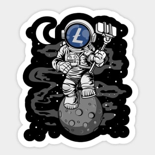 Astronaut Selfie Litecoin Lite Coin LTC To The Moon Crypto Token Cryptocurrency Wallet Birthday Gift For Men Women Kids Sticker